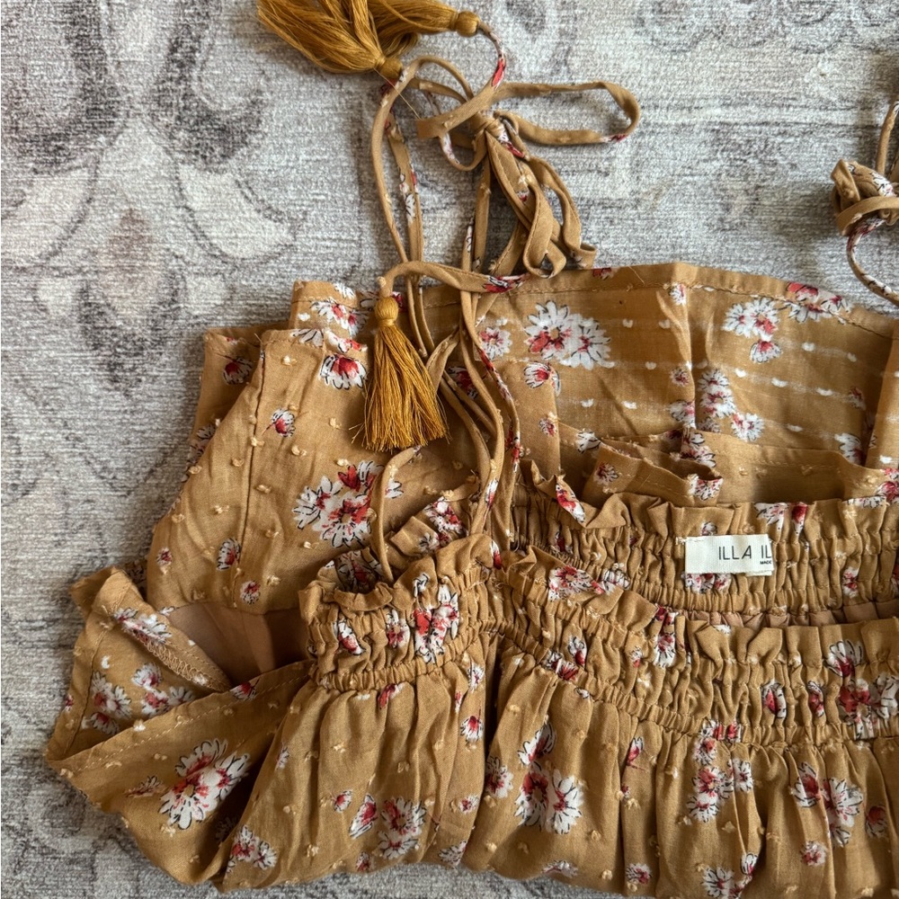 Floral Mustard Yellow Smocked Top